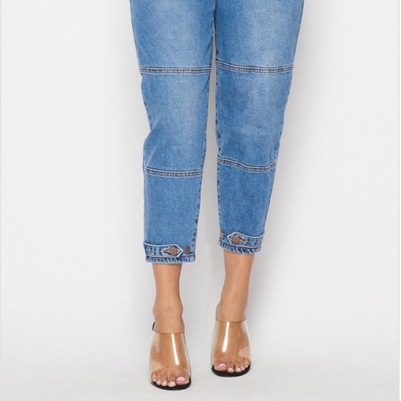 AMERICAN BAZI HIGH WAISTED ANKLE CROPPED MOM DENIM JEANS - Picture 6 of 14